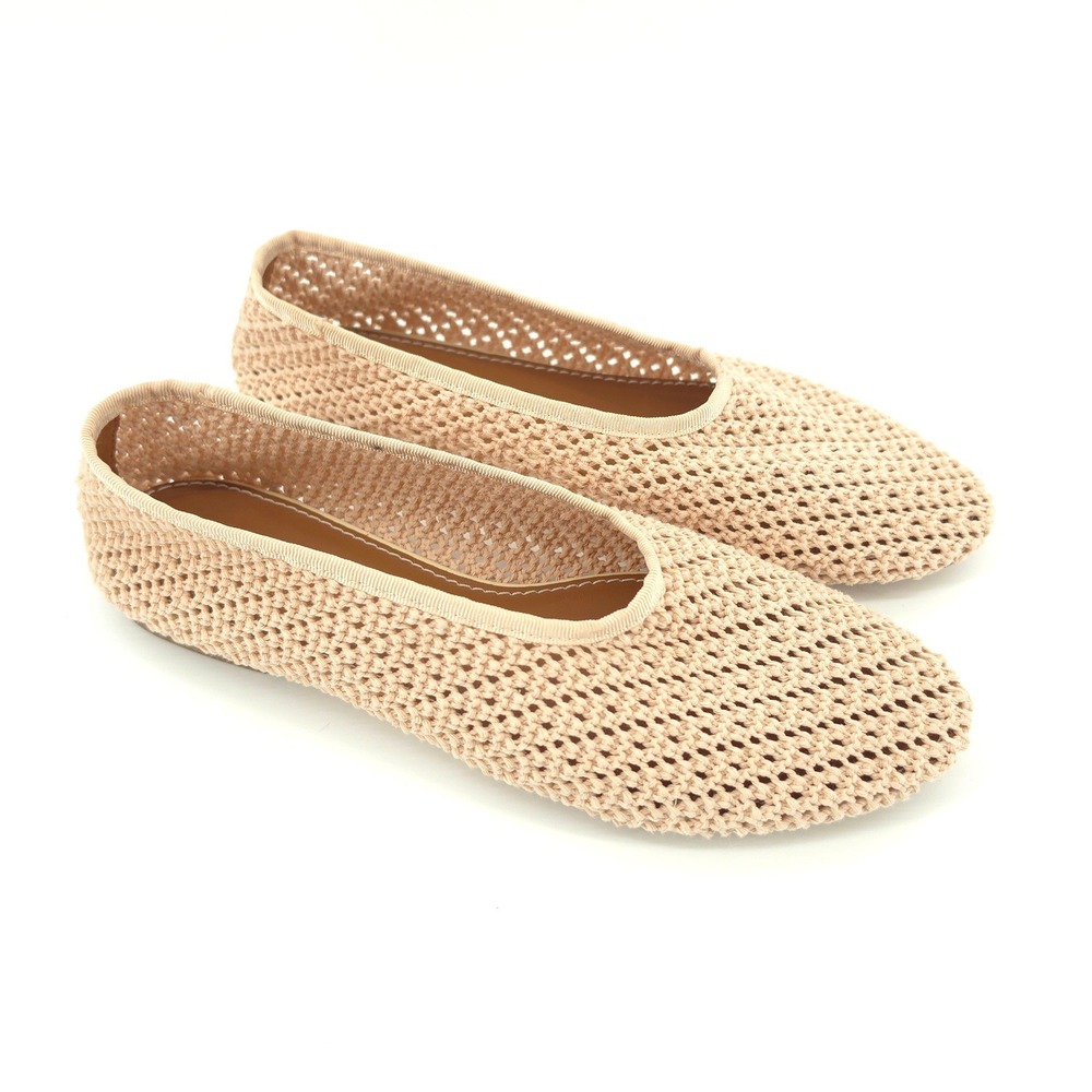 Staud Womens Alba Ballet Flat Crochet Cream US 7.5 EU 38 Made in Portugal NWOB